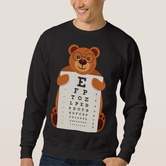 and Cute Teddy Bear with Glasses holding an Eye Ch Trui (Voorkant)