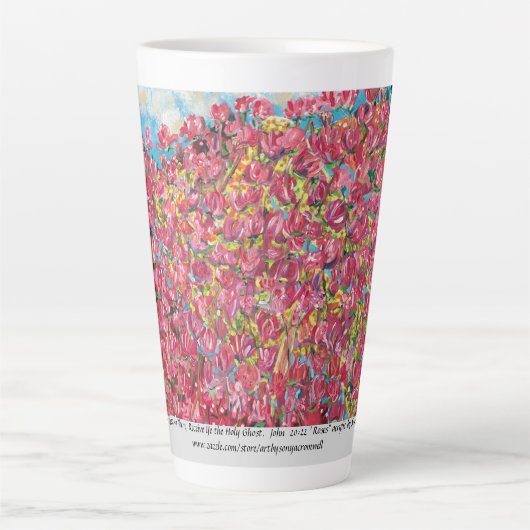 "And He Breathed On Them....Roses" latte mug Mok (Voorkant)