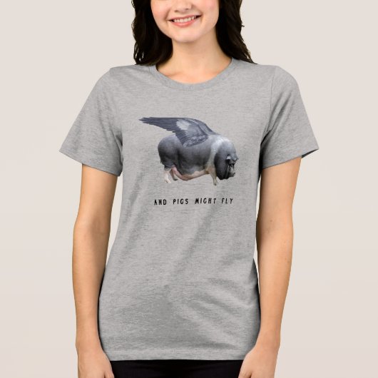 And Pigs Might Fly Funny Whimsical Sarcastic Quote Tri-Blend Shirt (Voorkant)