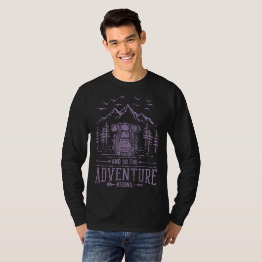 And So The Adventure Begins Hiker Backpack Mountai T-shirt (Voorkant volledig)