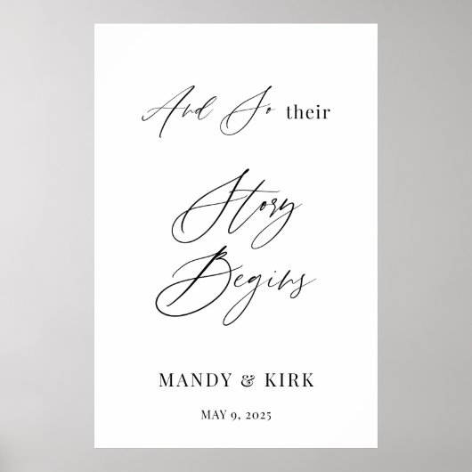 And So Their Story Begins Personalized Wedding  Poster (Voorkant)