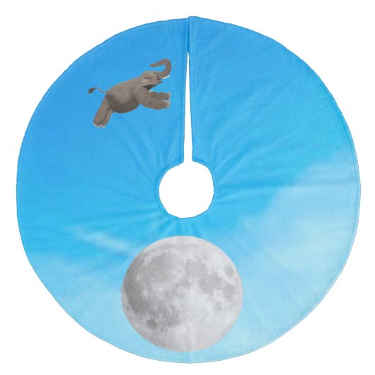 And The Elephant Jumped Over The Moon Tree Skirt Fleece Kerstboom Rok (Voorkant)