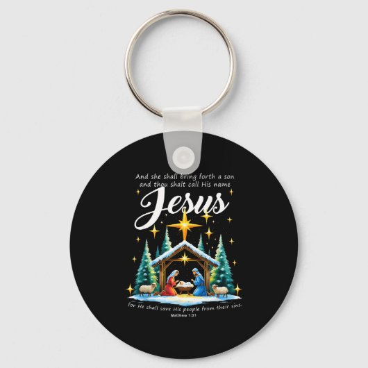 And Thou Shalt Call His Name Jesus Nativity Christ Sleutelhanger (Voorkant)