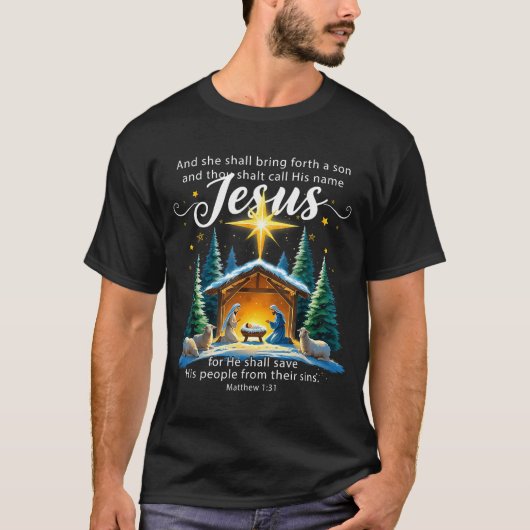 And Thou Shalt Call His Name Jesus Nativity Christ T-shirt (Voorkant)