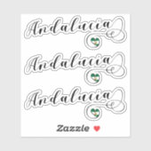 Andalucía Heart Flag Stickers, Andalusië, Spanje Sticker (Vel)