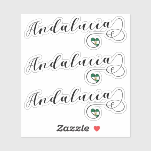 Andalucía Heart Flag Stickers, Andalusië, Spanje Sticker (Vel)