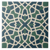 Andalusian Maze: Green & Blue Geometry Tile Tegeltje (Voorkant)