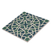Andalusian Maze: Green & Blue Geometry Tile Tegeltje (Zijkant)