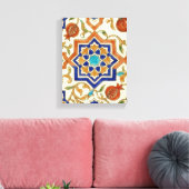 Andalusian Pomegranate & Blue Star Canvas Afdruk (Insitu (Woonkamer))