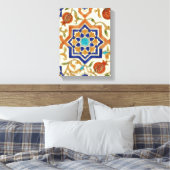 Andalusian Pomegranate & Blue Star Canvas Afdruk (Insitu (Slaapkamer))