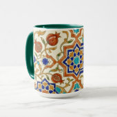 Andalusian Pomegranate & Blue Star Geometric Tile  Mok (Voorkant links)