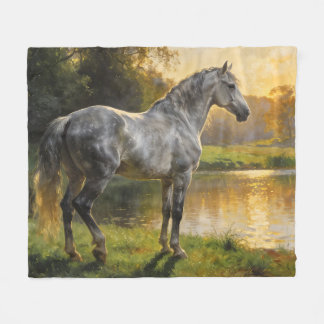 Andalusian Stallion by the Lake Fleece Deken
