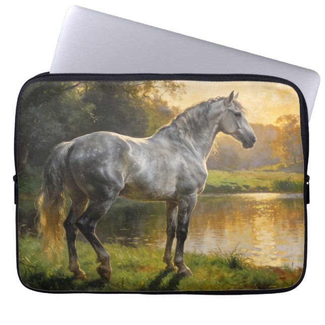 Andalusian Stallion by the Lake Laptop Sleeve (Voorkant)