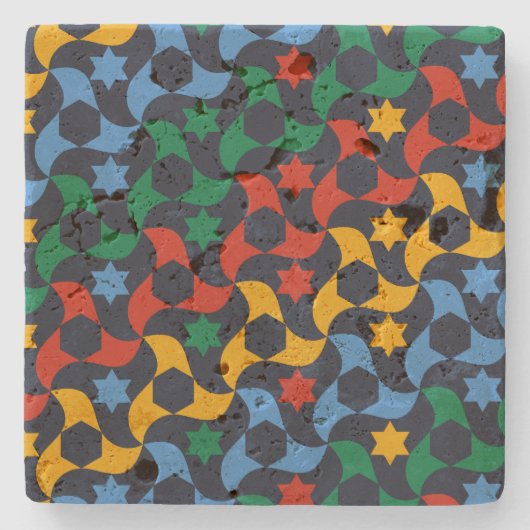 Andalusian Tiles 12 (Alhambra Palace, Granada) Stenen Onderzetter (Voorkant)