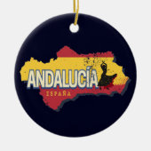 Andalusië Spanje Retrokaart  Flamenco Vakantie Keramisch Ornament (Voorkant)