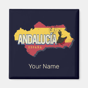 Andalusië Spanje Retrokaart Flamenco Vakantie Magneet