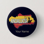 Andalusië Spanje Retrokaart  Flamenco Vakantie Ronde Button 5,7 Cm (Voorkant)