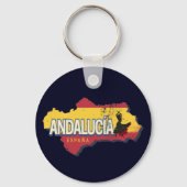 Andalusië Spanje Retrokaart  Flamenco Vakantie Sleutelhanger (Voorkant)