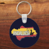 Andalusië Spanje Retrokaart  Flamenco Vakantie Sleutelhanger (Voorkant)