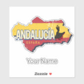 Andalusië Spanje Retrokaart  Flamenco Vakantie Sticker (Vel)