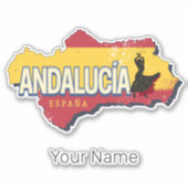 Andalusië Spanje Retrokaart  Flamenco Vakantie Sticker (Voorkant)