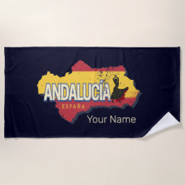 Andalusië Spanje Retrokaart  Flamenco Vakantie Strandlaken