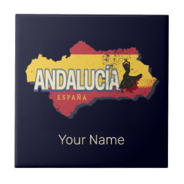 Andalusië Spanje Retrokaart  Flamenco Vakantie Tegeltje