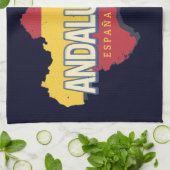 Andalusië Spanje Retrokaart  Flamenco Vakantie Theedoek (Gevouwen)