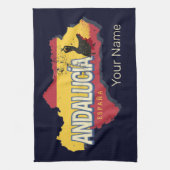 Andalusië Spanje Retrokaart  Flamenco Vakantie Theedoek (Verticaal)