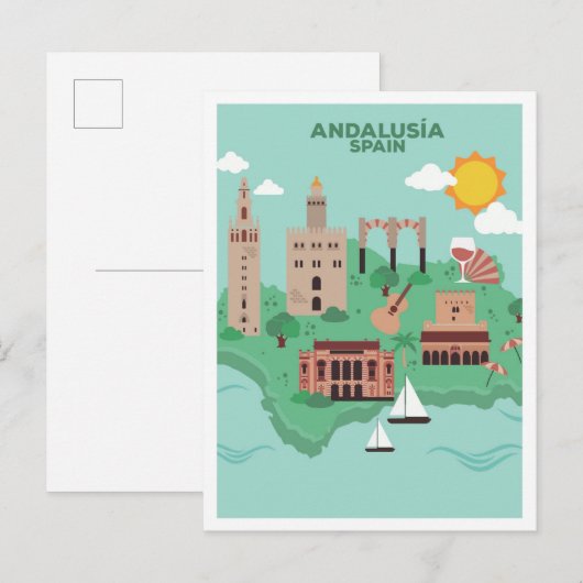 Andalusië Spanje vintage Reizen Briefkaart (Voorkant / Achterkant)