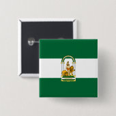 Andalusië, vlag van Spanje Vierkante Button 5,1 Cm (Voorkant /achterkant)