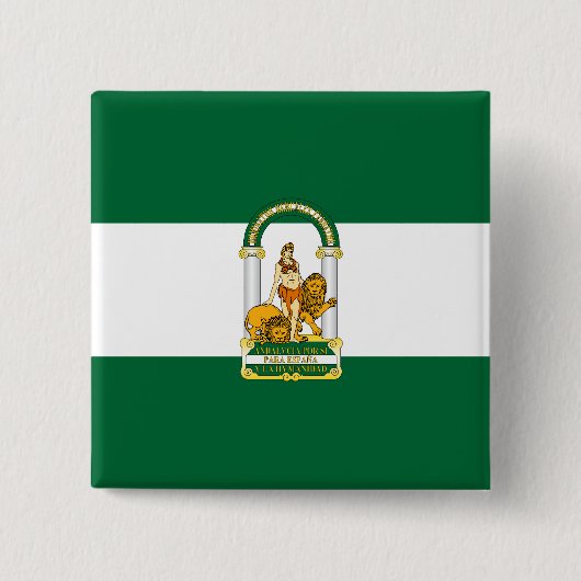 Andalusië, vlag van Spanje Vierkante Button 5,1 Cm (Voorkant)