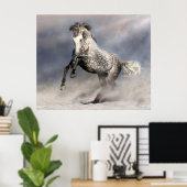 Andalusisch appelgrijs paard in beweging poster (Thuiskantoor)