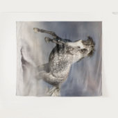 Andalusisch appelgrijs paard in beweging wandkleed (Voorkant (horizontaal))