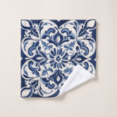  Andalusisch Mozaïek ,Tijdloos Blauw en Wit Bad Handdoek (Wasdoekje)