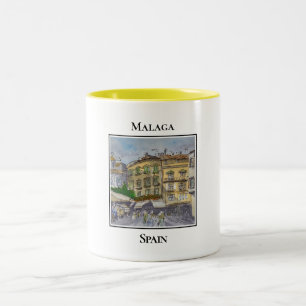 Andalusisch stadshart, Malaga, Spanje Tweekleurige Koffiemok