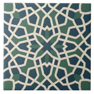 Andalusische Doolhof: Groen & Blauw Geometrisch Te Tegeltje