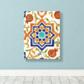 Andalusische Granaatappel & Blauwe Ster Canvas Afdruk (Insitu (Houten vloer))