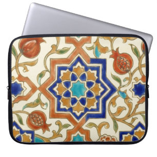 Andalusische Granaatappel & Blauwe Ster Canvas Laptop Sleeve