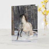 Andalusische hengst in het bos - wenskaart kaart (Gele Bloem)