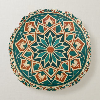 Andalusische Ster Folk Teal Terracotta Worp Kussen