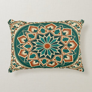Andalusische Ster Folk Teal Terracotta Worp Kussen