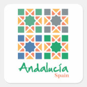 Andalusische Tegels 4 Vierkante Sticker (Voorkant)