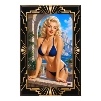 Andea Vieri is de belichaming van Pinup Girl Glamo Foto Afdruk