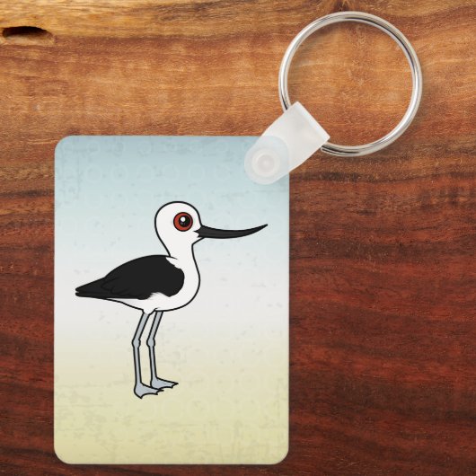 Andean Avocet Schattigee vogelbare Cartoon Bird Sleutelhanger (Achterkant)