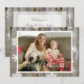 Ander hout en neusvlokken Fotokerstmis Feestdagenkaart (Voorkant / Achterkant)