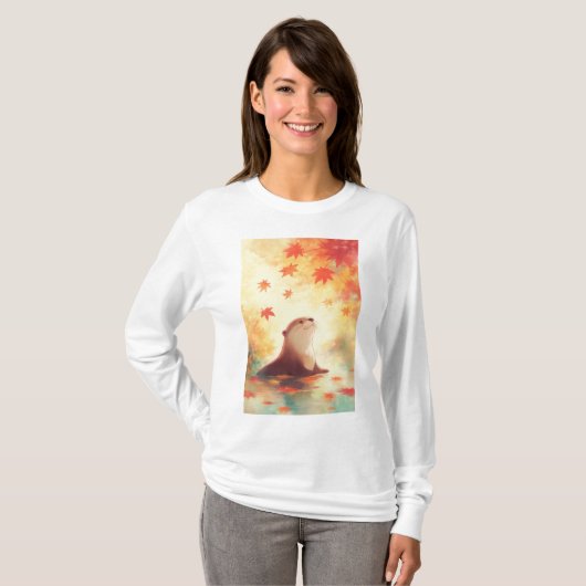 Andere blik onder vallende bladeren t-shirt (Voorkant volledig)