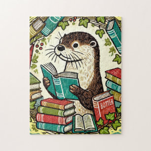 Andere boekachtige illustratielezers lezen legpuzzel