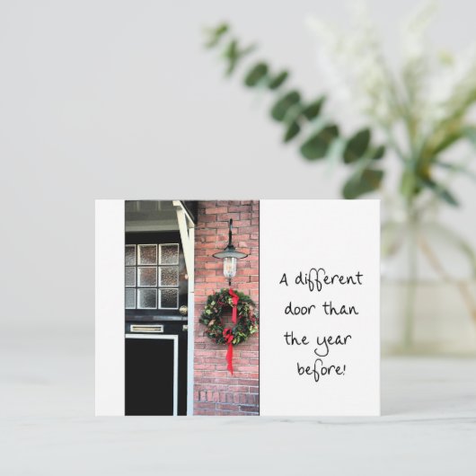 Andere deur - Kerstkrans nieuw adres kaart (Staand voorkant)