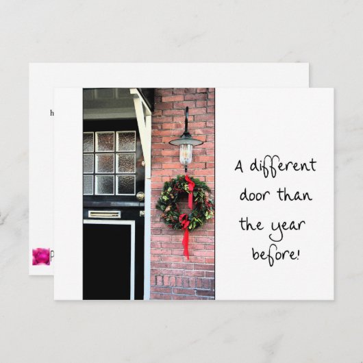 Andere deur - Kerstkrans nieuw adres kaart (Voorkant / Achterkant)